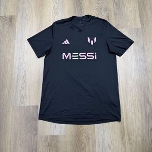 Adidas Messi Shirt Mens Medium Black Pink Logo Soccer Football Tee Honduras
